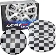 iJDMTOY (4) Black/White Checker Pattern Style Wheel Center Cap Covers for Mini Coopers R50 R51 R52 R53 R55 R56 R57 R58 R59 R60 R61 F55 F56, etc