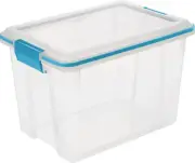 Sterilite 20Qt Clear Gasket Storage Bin w/ Blue Lid & Latches, Airtight Seal