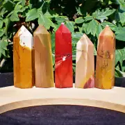 Natural Mookaite Jasper tower red gold purple L@@K Reiki Point Obelisk Free ship