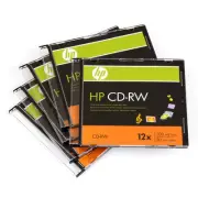 5-PK HP Logo 4-12X Blank CD-RW CDRW ReWritable Disc in Slim Jewel Case