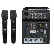 Stereo Audio Mixer Built-in Effect UHF 2 Wireless Microphone 4 Channels Mixing