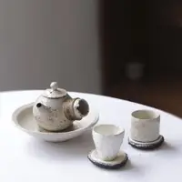 在飛比找ETMall東森購物網優惠-天倪 /純手工日式粉引粗陶開片透氣側把可養泡單壺陶瓷茶壺茶具
