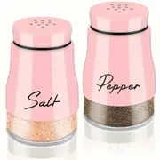 2pcs Salt And Pepper Shakers Set, 5 Ounce Stainless Steel Salt And Pepper Dispenser With Glass Bottom, Cute Salt And Pepper Shakers For Modern Home...