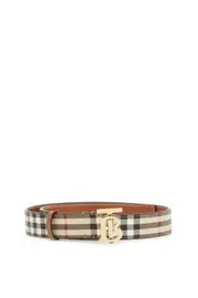 [BURBERRY] BURBERRY ered belt in coated canvas with tb logo L Beige