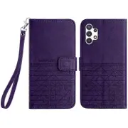 Microfiber Leather Geometric Imprinted Stand Wallet Case For Samsung Galaxy A32 4g (eu Version)