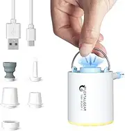 FLEXTAILGEAR Mini Pump Portable Air Pump, Camping Light Ultra Pump with 1300mAh Battery USB Rechargeable for Pool Floats Air Bed Air Mattress Swimming Ring Vacuum Storage Bags