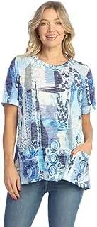 [Jess & Jane] Ocean Blue Patch Pocket Burnout Tunic Top