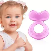 Silicone Teethe-Eez Teether with Bristles, Includes Hygienic Case, Pink