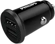 Philips Dual USB-A Port Car Mount Universal Charger For iPhone/Samsung Black