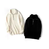 在飛比找ETMall東森購物網優惠-外貿帥氣時尚半拉鏈針織衫毛衣