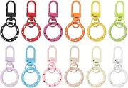 uxcell 12 Pcs Lobster Claw Clasp, Colorful Metal Keychain Clasp Swivel Hooks with Spring Key Rings Trigger Clips for Bag Door Key Chains DIY Craft Jewelry Making, Dots Multicolor