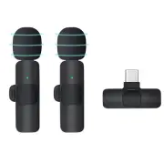 2pcs Wireless Microphone for iPhone 15/Android, Lapel Mics Plug-Play 2.4G Ult...