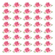 40Pcs 1" Ribbon Flowers Bows Mini Satin Roses Flowers Rose Red/Pink