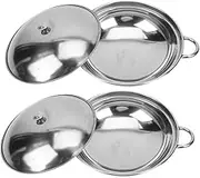 UTHCLO 2-Piece Spill-Proof Bar Pot Induction Cookware Stainless Steel Pots Pans Set Easy Clean Sturdy Handle