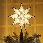 Star Christmas Tree Topper, 8" Lighted Double-sided Star Treetop, 8-point Star Xmas Tree Topper With 10 Warm