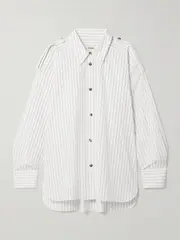 [KHAITE] KHAITE - Tamal Oversized Striped Cotton-poplin Shirt - White - US2 US 2 White
