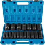 1/2" Dr. 6-point Impact Socket Set 19 Piece Impact Sockets 3/8" to 1-1/2"
