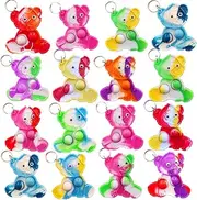30 Packs Bulk Bear Push Rainbow Bubble Mini Pop Fidget for Boy Girls Kids,Small Holiday Birthday Party Favors Supplies and Classroom Student Graduation Prize Gifts
