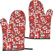 [COMAAM] Canadian Flag Insulation Gloves (2-Piece Set) Microwave Oven Gloves For Barbecue Cooking And Baking
