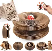 Kitty Kurlz Cat Toy, Magic Organ Cat Scratch Board, Foldable Cat Accordion Toy, Magic Cat Scratching Board, Interactive Scratch Pad with a Ball, Cat Scratchers for Physical Exercise Cats Indoor