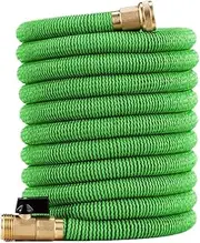 Garden Hose - Upgraded Expandable Water Hose Kit with 3/4 Solid Brass Connectors Fittings, Valve, 8 Pattern Spray Nozzle, Durable Latex Core - New Expanding Flexible Gardening Hose (100FT)