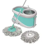 Spin Mop with Big Wheels and Stainless Steel Wringer, Bucket Floor Cleaning