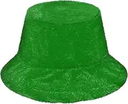 [FRODOTGV] Deep Green Plain Womens Winter Faux Fur Bucket Hat Soft Fuzzy Bucket Hats Fisherman Caps for Women Men (User), Deep Green Plain, One Size