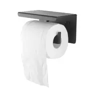 Wall Mounted Toilet Paper Roll Holder Hook Cover Storage Stainless Steel Black