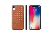 For iPhone XR Case Brown Modish Leather Back Shell Cover