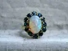 New 2Ct Oval Cut Opal & Sapphire Women's Ring 14K Yellow Gold Plated