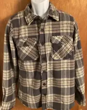 Hawke Co Mens Plaid Brown Tan Button Up Sherpa Fleece Lined Shirt Jacket Sz. S