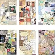 Vintage Pattern Paper with Washi Sticker Scrapbook Paper Decorative Kraft Paper with Print Single-Sided in Various Shapes and Small Sizes for Card Making Collage Art and Craft (Adventure)