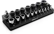Olsa Tools Magnetic Socket Holder 1/2-inch Drive Holds 19 Sockets Metric Black