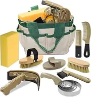 inoreal Complete 9 Piece Horse Grooming Kit with Tote Bag, Horse Brush Set for Effective Grooming and Bathing, Professional Equine Coat Care Supplies for Horse Riders