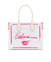 Balmain Logo Printed Top Handle Bag One size White