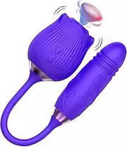 Female Sexual Stimulation Toys - Clitoral Suction Cup Vibrator Adult Sex Toy, Clitoral Sucking and Thrust G-Spot Dildo, Nipple Suction Cup Female Stimulation Massager for Couples Pleasure Women, Adult Sex Toys (Purple)