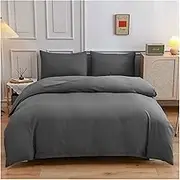 Solid Double Patchwork Duvet Covers Modern Bedclothes Bedding Set 3/4PCS Single Double Queen King Yellow Grey Quilt Cover(All Grey,King 4pcs 220x240)