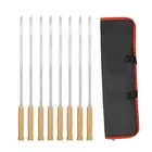 8 Pieces Kabob Skewers Flat BBQ Barbecue Skewer for Kabob Seafood Prawn