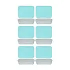 Pyrex (6) 7210 3-Cup Glass Dishes & (6) 7210-PC Sun Bleached Turquoise Lids