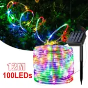 Solar Powerd 100 LED Strip Rope Lights Fairy String Light Xmas Tree Outdoor Tube