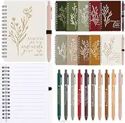 Kosiz 10 Sets Christian Gifts Bulk for Women Father's Day Religious A6 Spiral Notebook Bible Journaling Study Supplies Kit Scripture Notepad Ballpoint Pen for Church Sunday School (Joyous Colors)