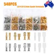 540PCS 2.8/4.8/6.3mm Electrical Wire Crimp Connectors Male/Female Spade Terminal