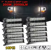 10PC 7" inch LED Work Light Bar SPOT Flood Pods Offroad 4WD SUV Driving Fog Lamp