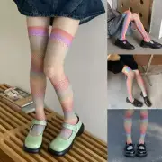 Fishnet Transparent Stockings Over Knee Colorful Sexy Thigh High Stockings