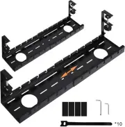 2PCS Extendable Cord Organizer, No Drill Under Desk Cable Management Tray Metal