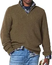 [motyeak] 2024 New Men's Cashmere Business Casual Zipper Sweater,Quarter Zip Mens Sweater (Brown,XL)