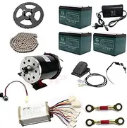 [YC Yier] Electric Brushed DC Motor Complete Kit, 36V 800W Motor with Controller, Battery,Throttle, Electric Scooter Bicycle Motorcycle Electric Go Kart Motor, DIY Part