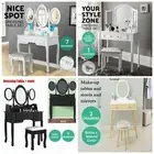 Dressing Vanity Desk Makeup Table W/ Stool Mirror Drawer Bedroom Furniture White