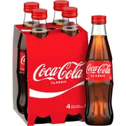 Coca-Cola Classic Soft Drink Multipack Glass Bottles 300mL x 4 pack