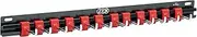 [JCK] Professional Quality Rack of Wrench Organizer Black Aluminum & Red Plastic Clips molding Integrated with Steel Hooks Organize Wrenches Secure Clip Toolbox Combination Storage